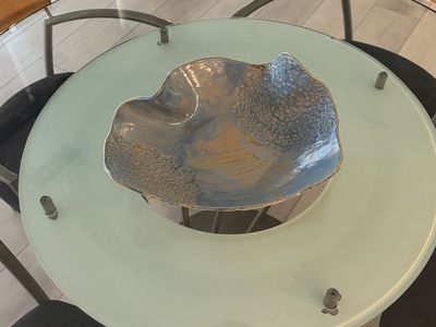 De Sol y Mar Handmade Pottery Blue & Tan Textured Serving Bowl/Dish