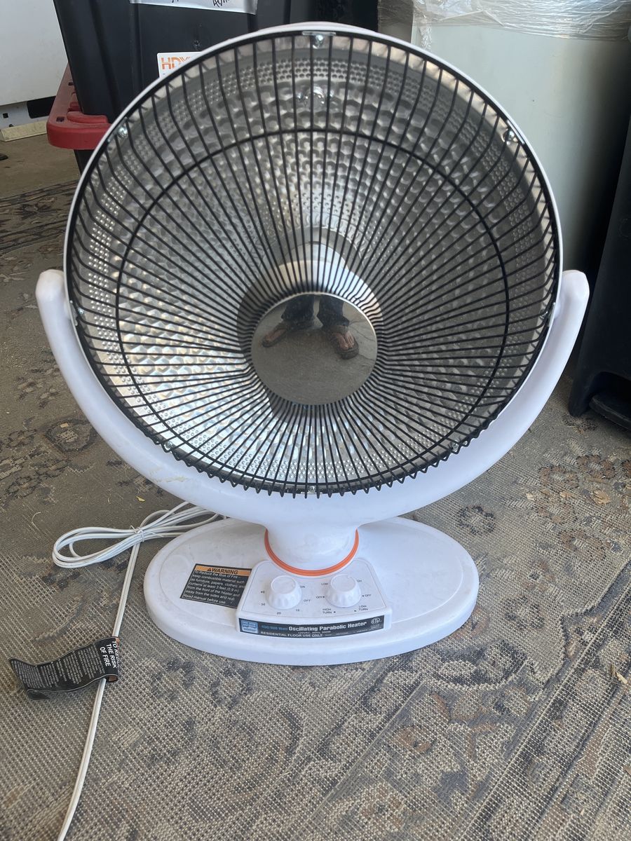 Oscillating Parabolic Heater - White, Adjustable Heat Settings, Wide Oscillation for Even Heating
