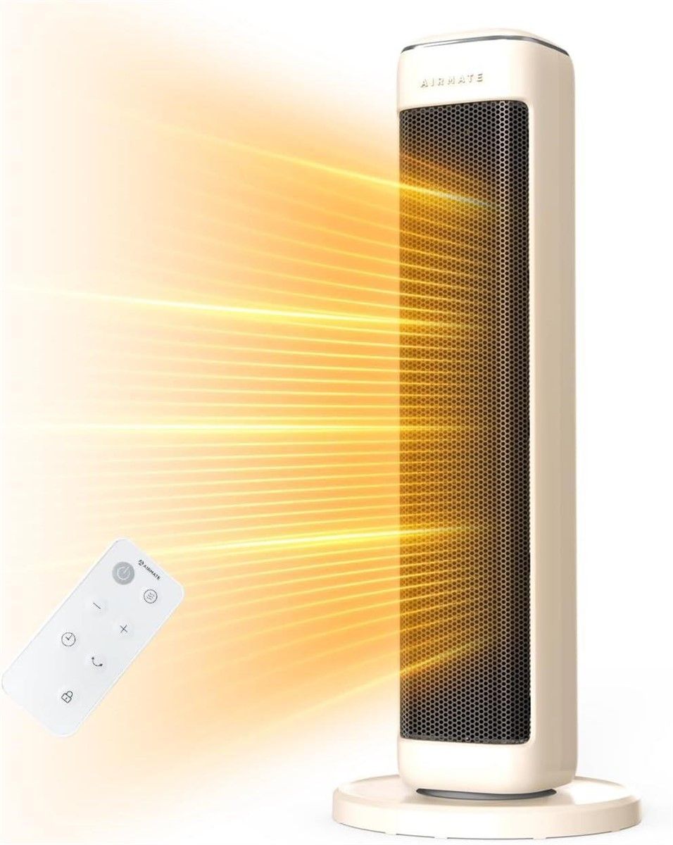 Airmate PTC Ceramic Space Heater Tower Remote Control HP15242R-1 White