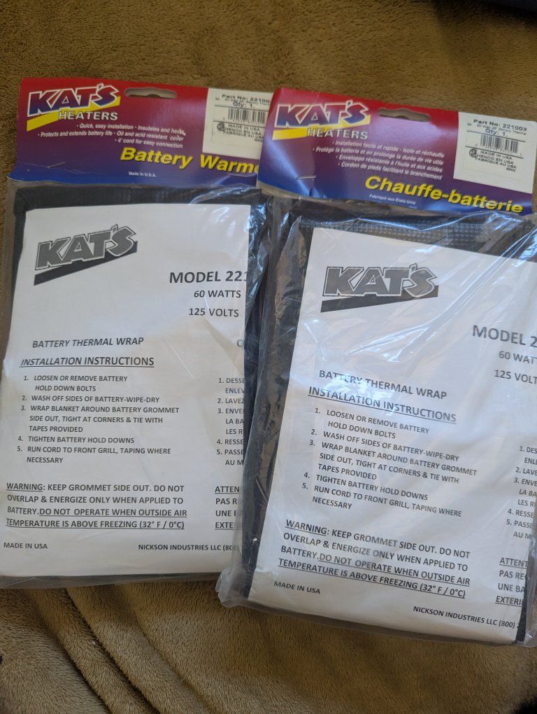 2 Kat's Heaters Model 22100 60W 125V Battery Thermal Wrap Warmer (2-Pack)