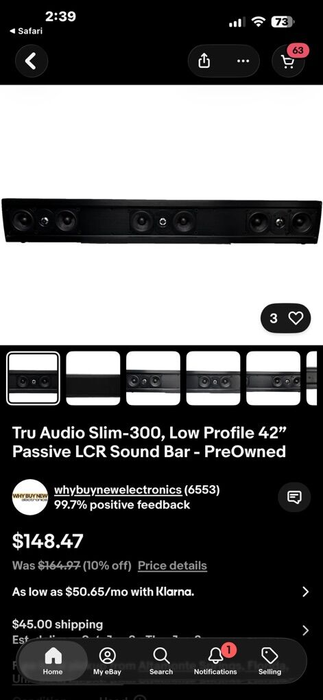 TruAudio passive LCR soundbar SLIM-300 Hifi