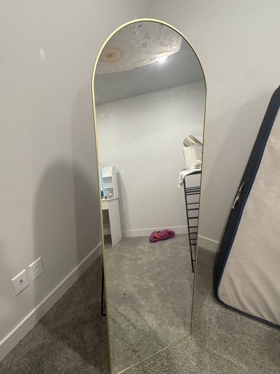 Gold Arched Full-Length Standing Floor Mirror