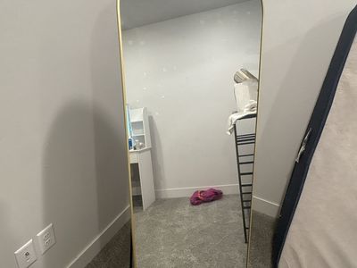 Gold Arched Full-Length Standing Floor Mirror