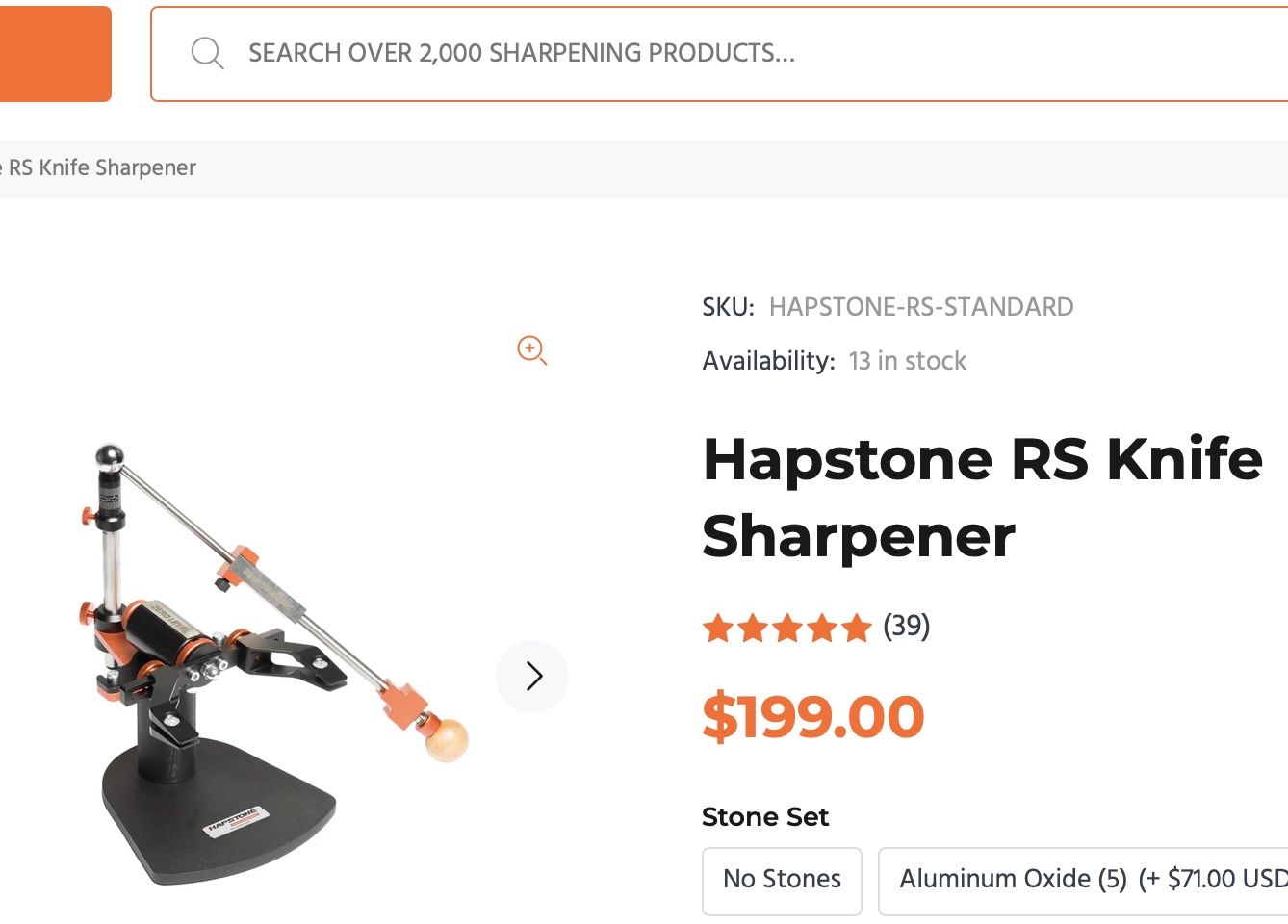 Hapstone RS fixed angle sharpener with a precision adjust system added