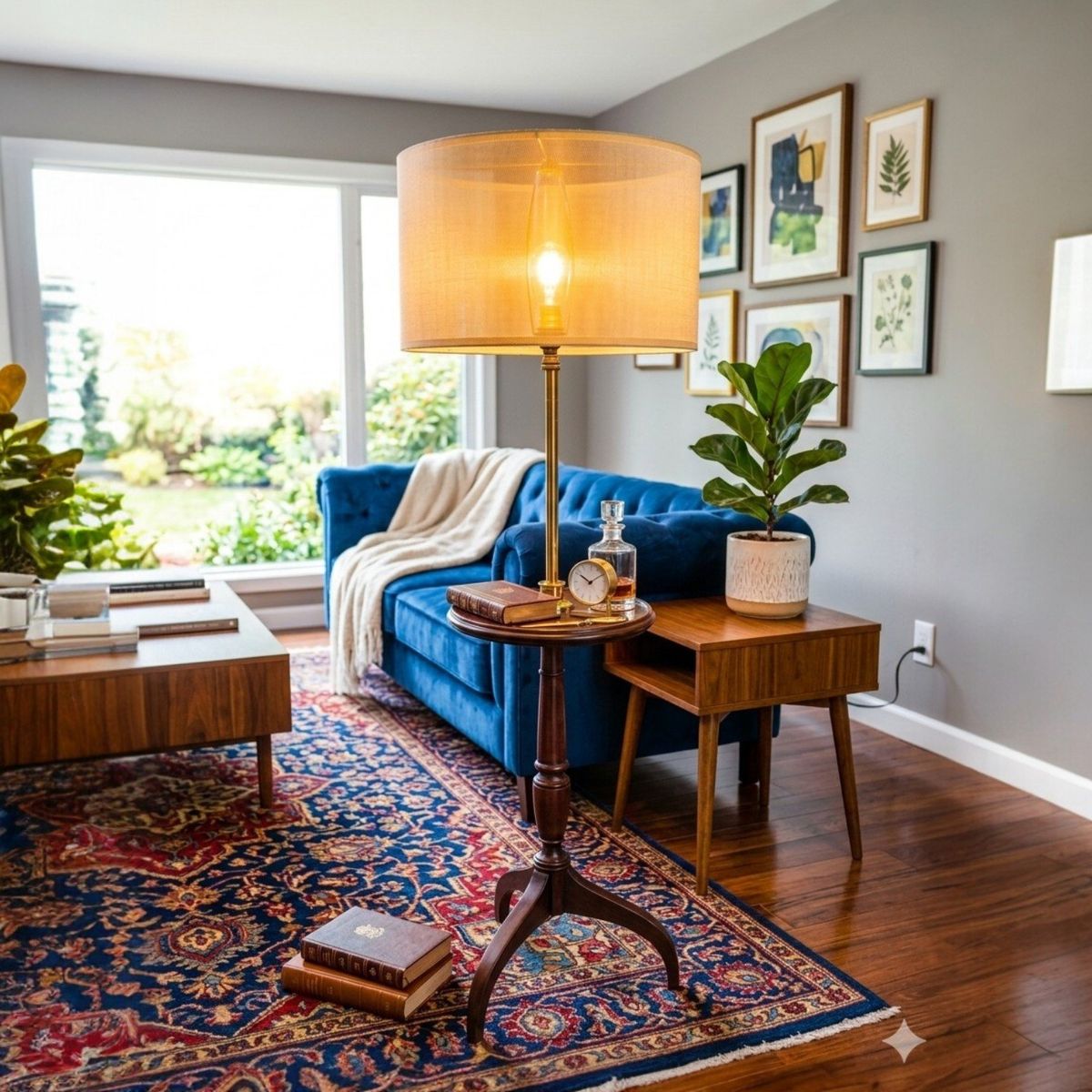 Stunning Vintage Floor Lamp with Table