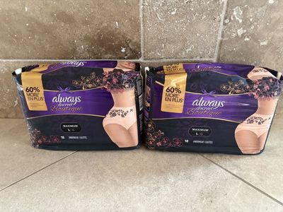 2 New Packs of Always Discreet Underwear Sz L