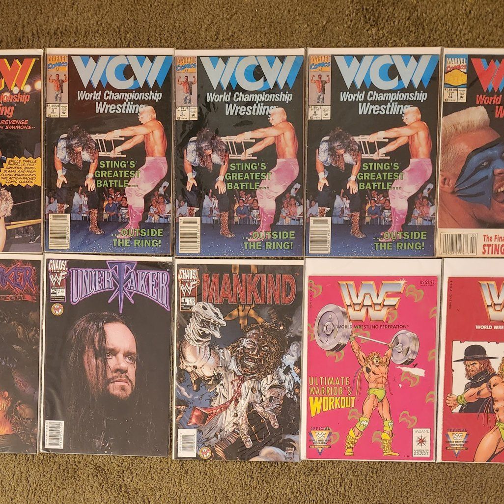 Lot of 10 Wwf Wwe Wcw Pro Wrestling Comic books