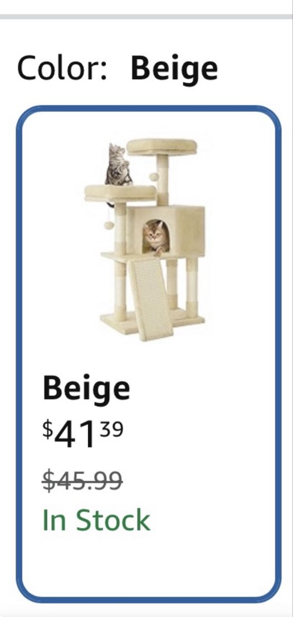 NEW but assembled Beige Multi-Level Cat Tree Condo with Scratching Posts and Perches
