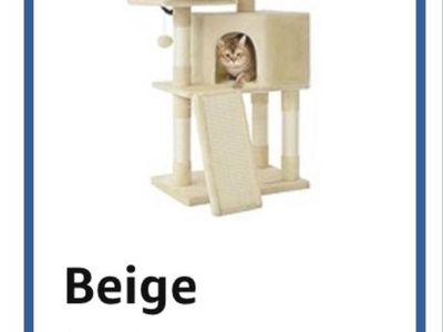 NEW but assembled Beige Multi-Level Cat Tree Condo with Scratching Posts and Perches