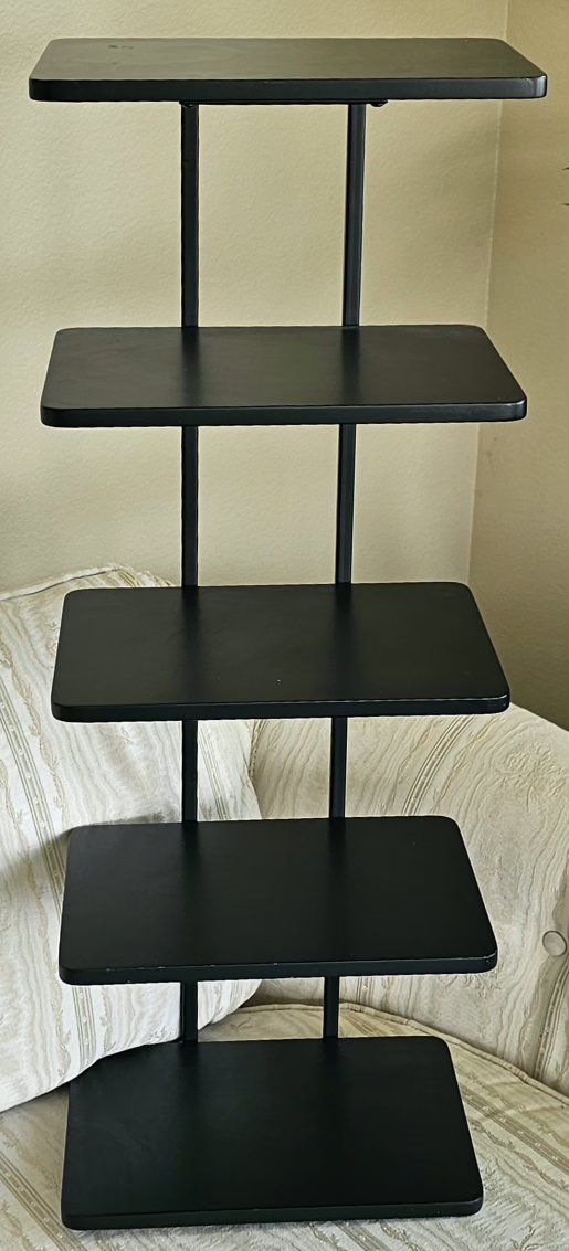 Black 5-Tier  Shelf - Versatile Storage for Home or Office / Pottery Barn
30.5"Tx12"Wx8.5"D
Wood/ Metal Frame
