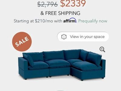 Albany Park Kova L-Shape blue Sectional & Storage