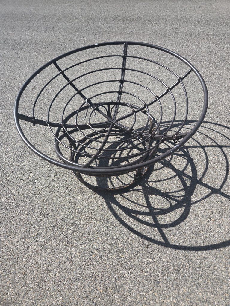 Vintage Papasan Chair Frame - Black Metal Base and Bowl for Indoor/Outdoor Seating