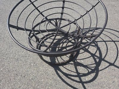 Vintage Papasan Chair Frame - Black Metal Base and Bowl for Indoor/Outdoor Seating