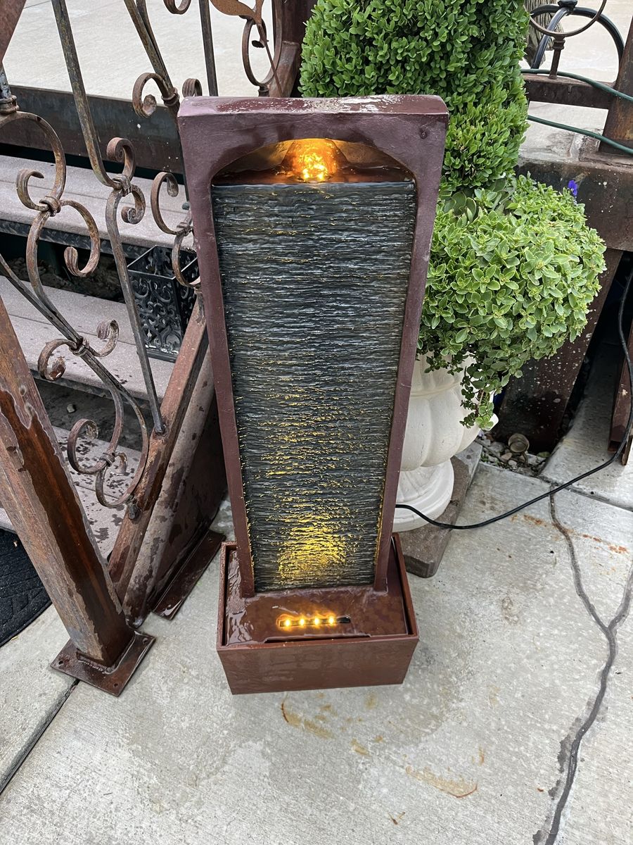 Garden water feature! Water fountain with lights. 39” T X  13 1/2 W
