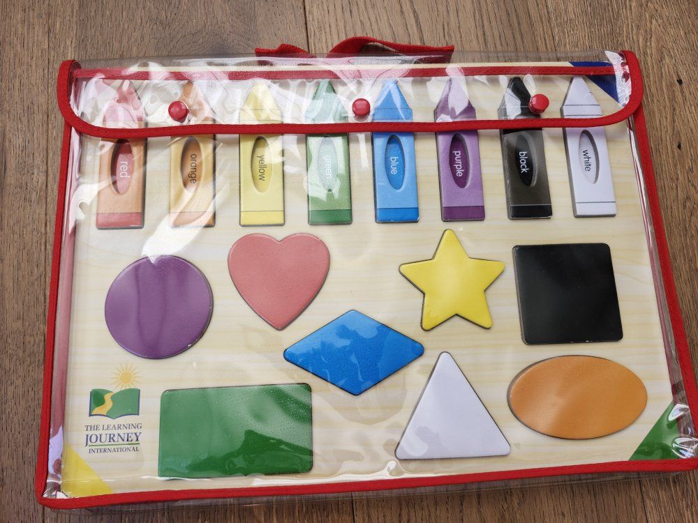 Learning Journey Colors & Shapes Matching Puzzle Board Complete w/ Storage Case For Preschool Kids, Educational Toy