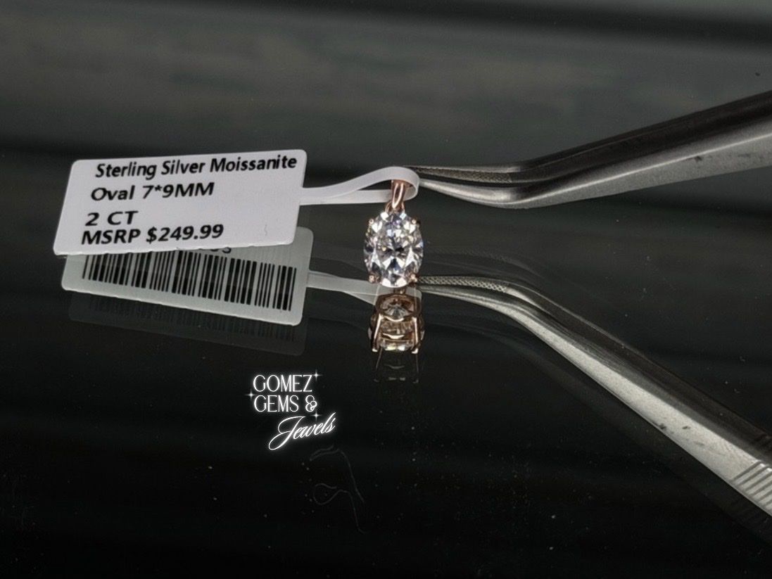 Sterling Silver 2ct Oval VVS1 Moissanite Pendant