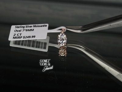 Sterling Silver 2ct Oval VVS1 Moissanite Pendant