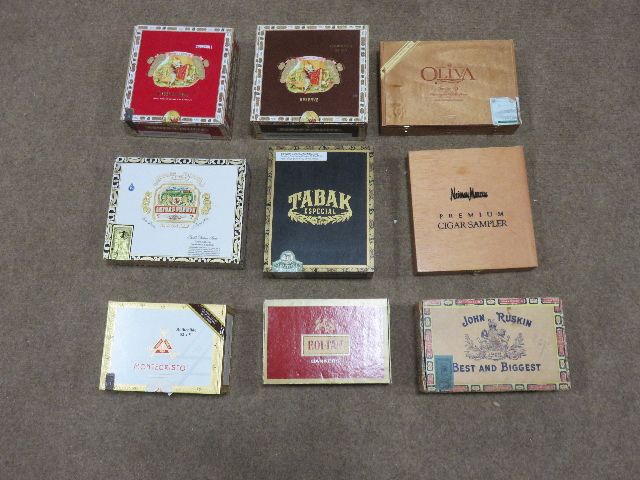 LOT OF 9 TOTAL VINTAGE COLLECTIBLE EMPTY CIGAR BOXES