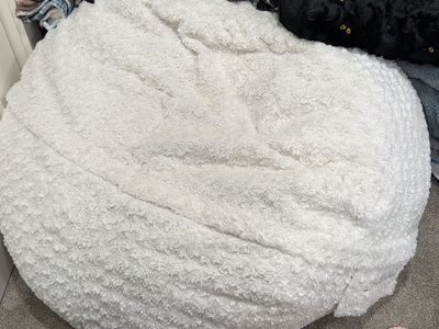 Lovesac Sactional White Faux Fur Bean Bag Chair