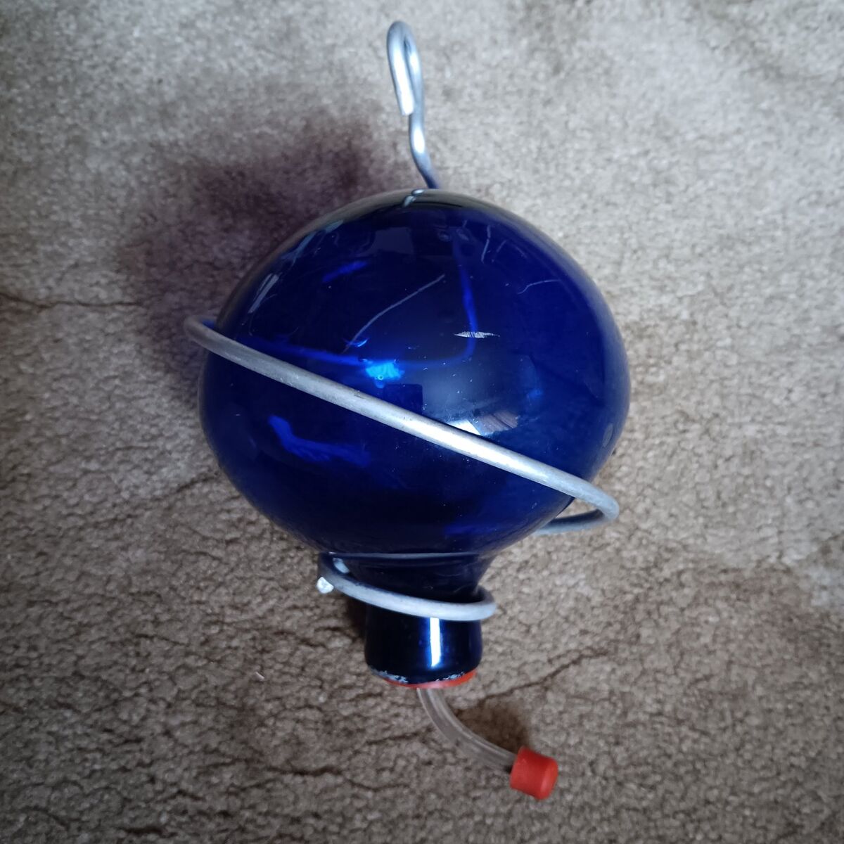 Ex Cond Glass Hummingbird Feeder