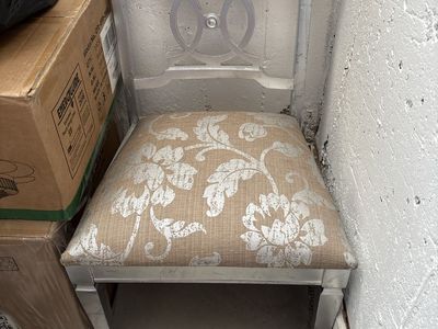 Silver Painted Accent Dining Chair with Upholstered Floral Seat