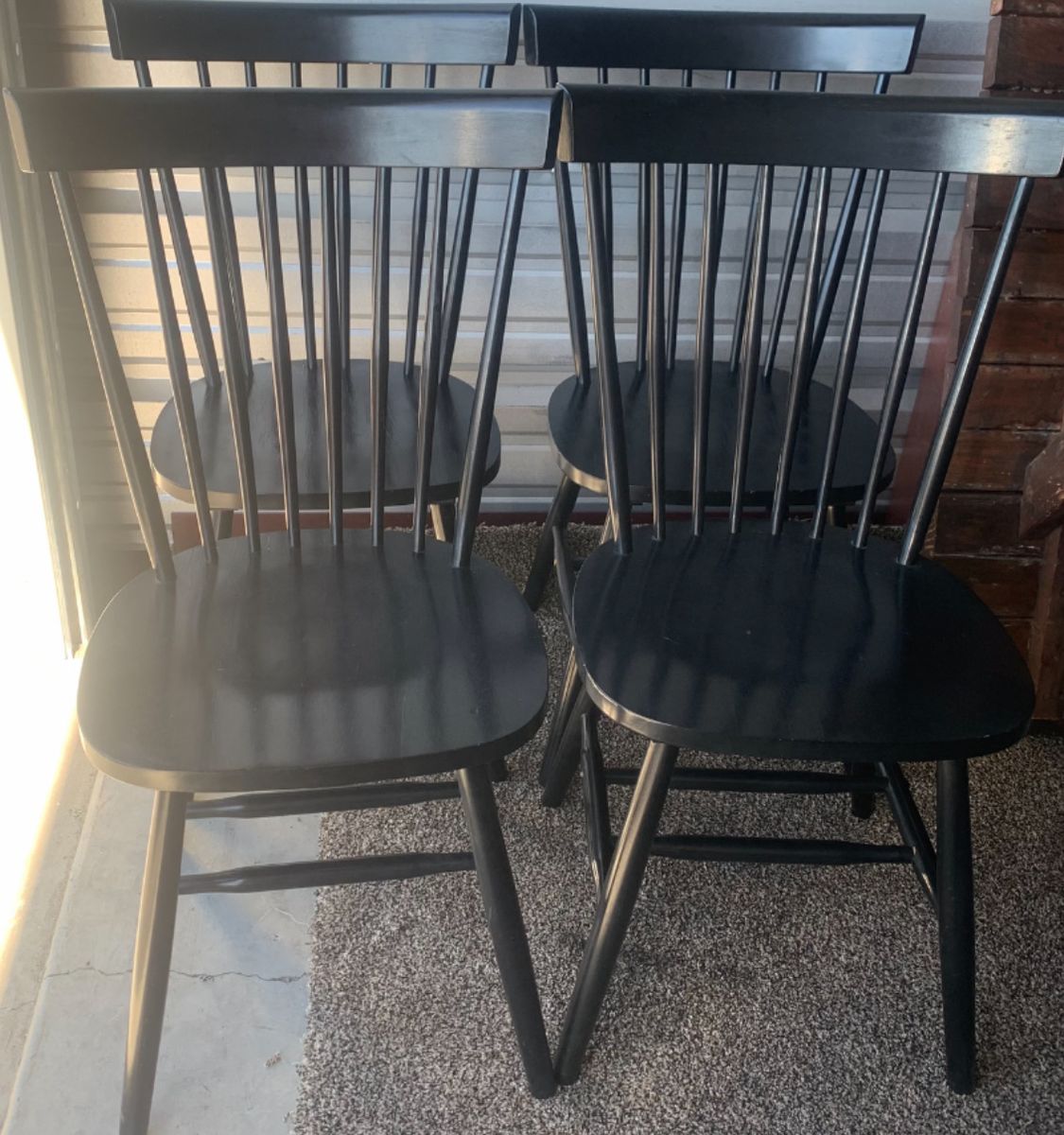 4 BLACK FARM STYLE DINING CHAIRS