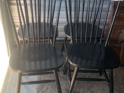4 BLACK FARM STYLE DINING CHAIRS