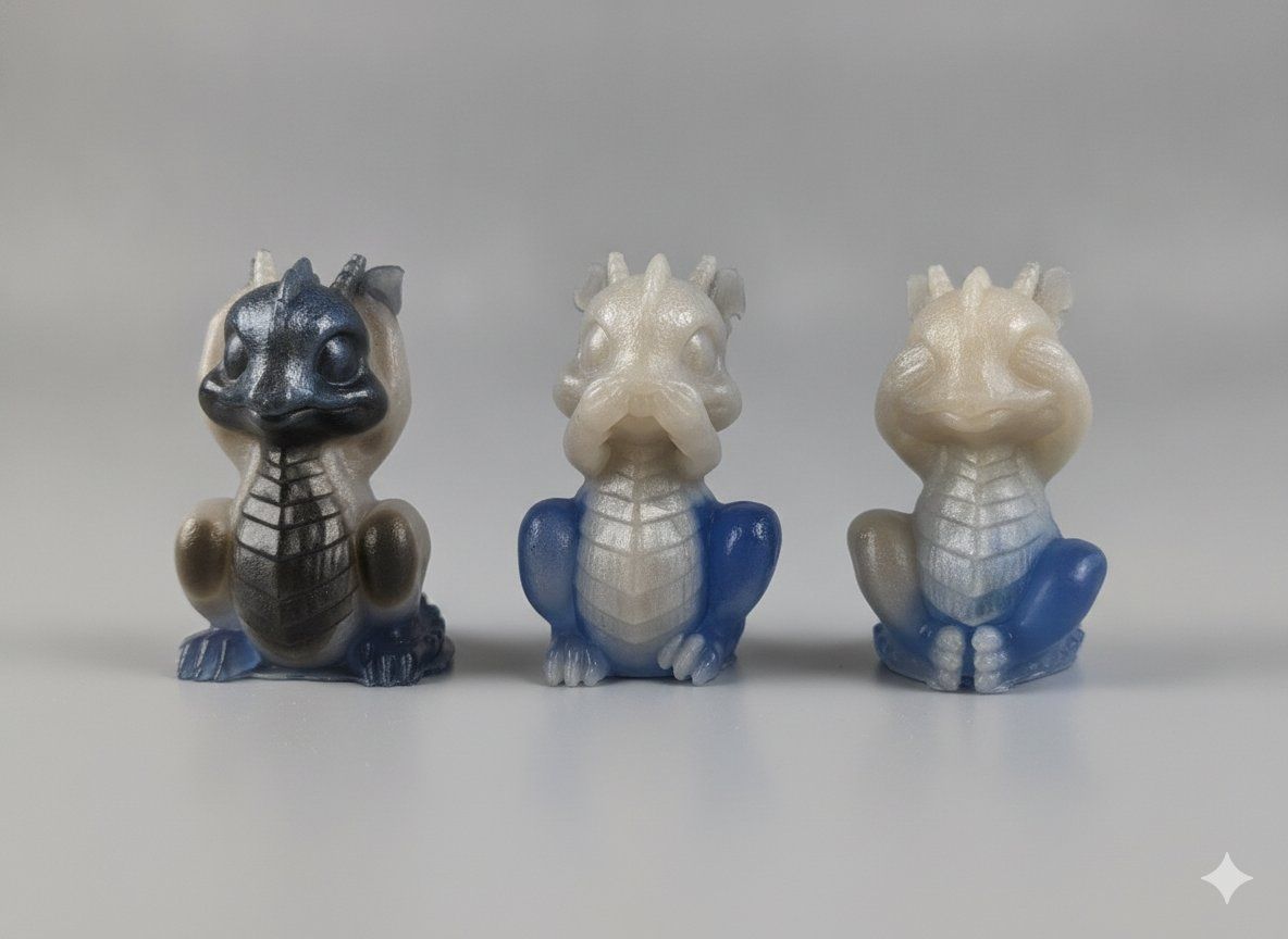3-Pack Mini Dragon Figurines - Collectible Fantasy Creatures (Hear no evil, See no evil, Speak no evil)