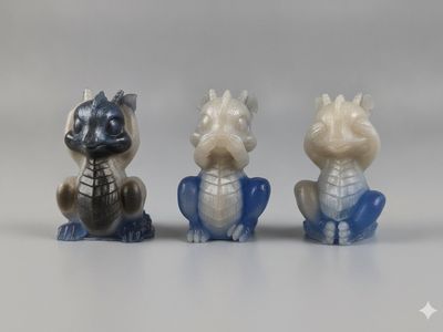 3-Pack Mini Dragon Figurines - Collectible Fantasy Creatures (Hear no evil, See no evil, Speak no evil)