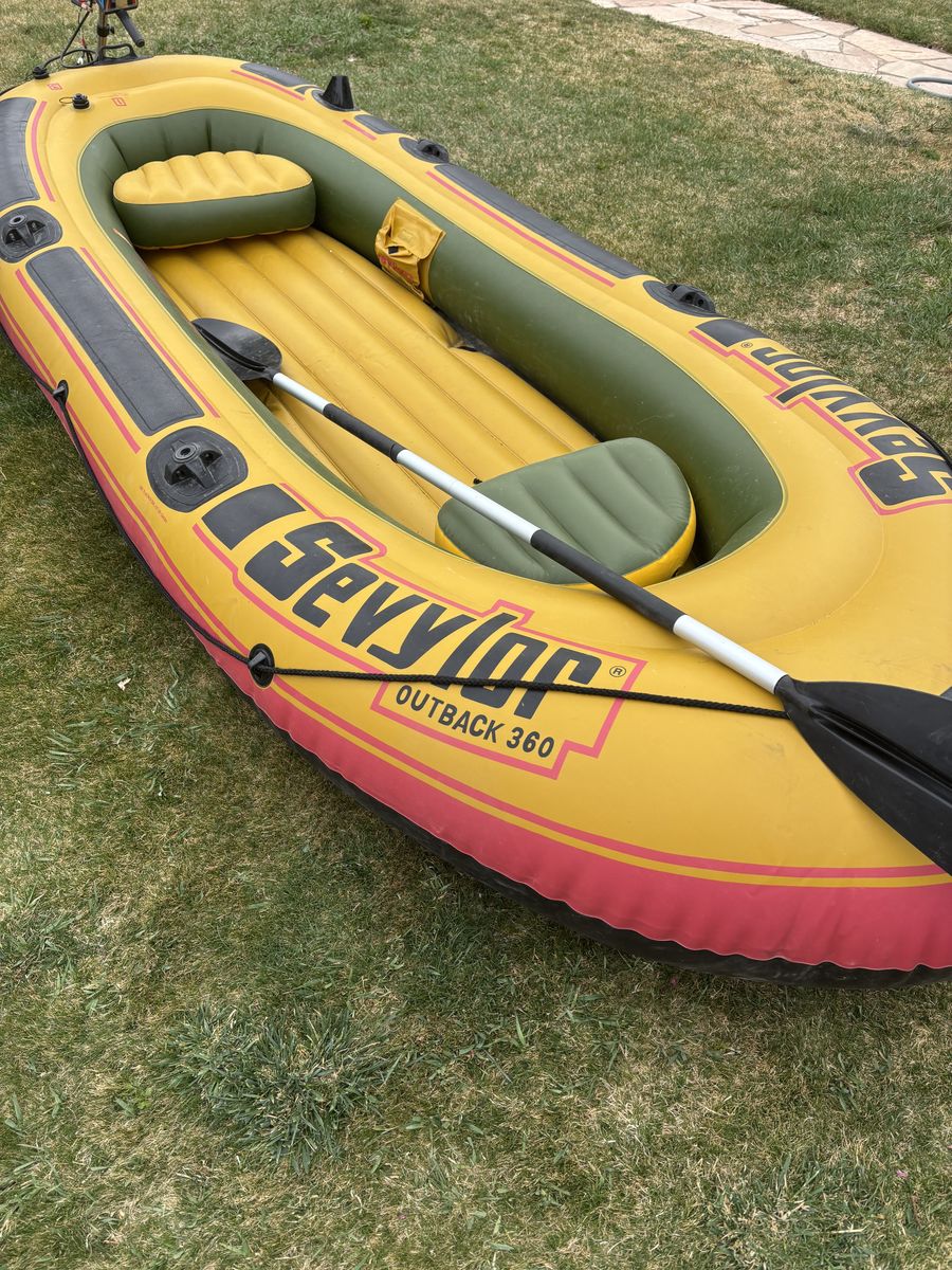Inflatable Fishing Boat w/ Electric Trolling Motor – Sevylor Outback 360