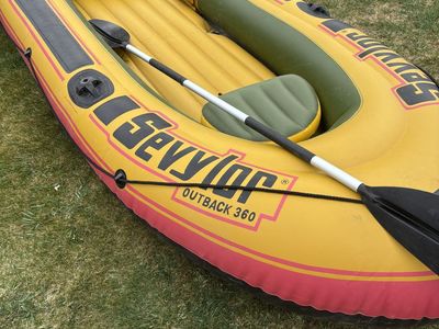 Inflatable Fishing Boat w/ Electric Trolling Motor – Sevylor Outback 360