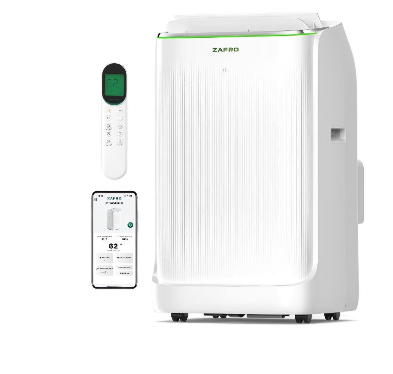 ZAFRO Inverter Portable Air Conditioners, 16000 BTU (12000 BTU SACC) Smart Portable AC Unit with Dual Hose/Ultra Quiet(42dB)/Dra