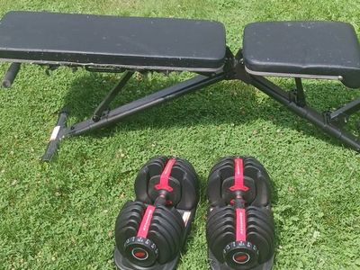 Bowflex Adjustable Dumbells and Weight Bench