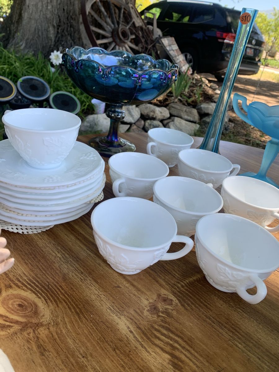 Vintage Indiana Milk Glass & Blue glass