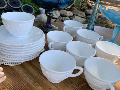 Vintage Indiana Milk Glass & Blue glass