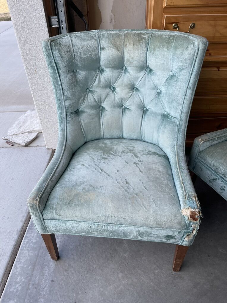 Pair of tufted accent chairs Reupolstery Project