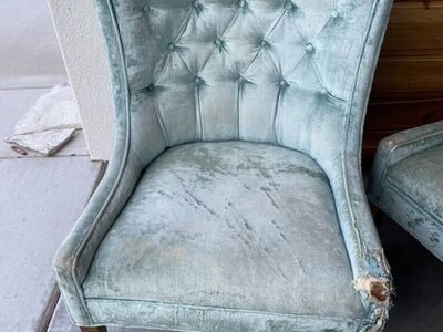 Pair of tufted accent chairs Reupolstery Project