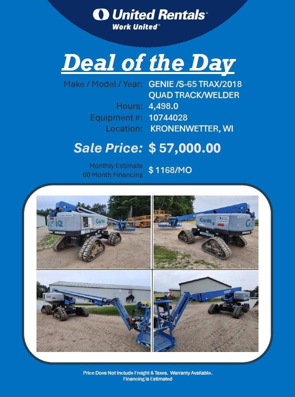Boom Genie S65 Track machine 2018 w 4498 hrs in Wisconsin