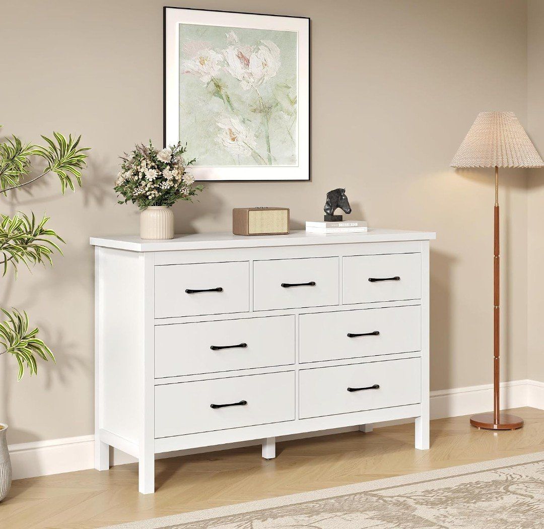 White 7-Drawer Dresser Chest of Drawers Storage Cabinet
