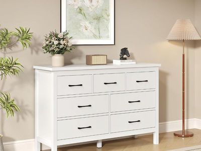 White 7-Drawer Dresser Chest of Drawers Storage Cabinet