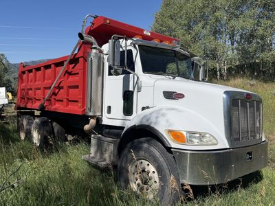 Peterbilt Dump Truck Model 335 White and Red