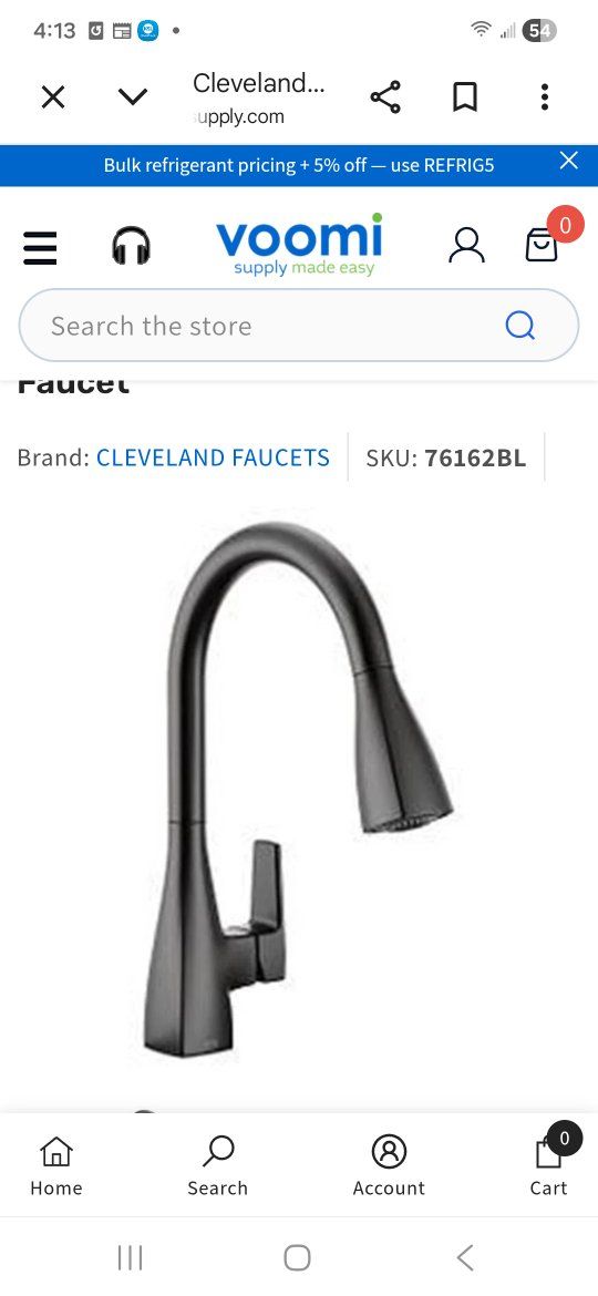 Cleveland Faucets 76162BL Single Handle Pull-Down Kitchen Faucet - Matte Black