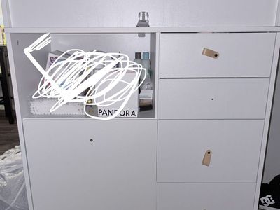 White Nursery Changing Table Dresser with Storage Drawers and Open Shelf