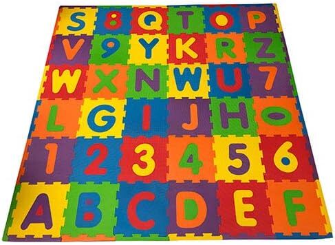 Kid's ABC/123 Play Mat, 36 Interlocking Foam Tiles with Pop-Out Letters and Numbers