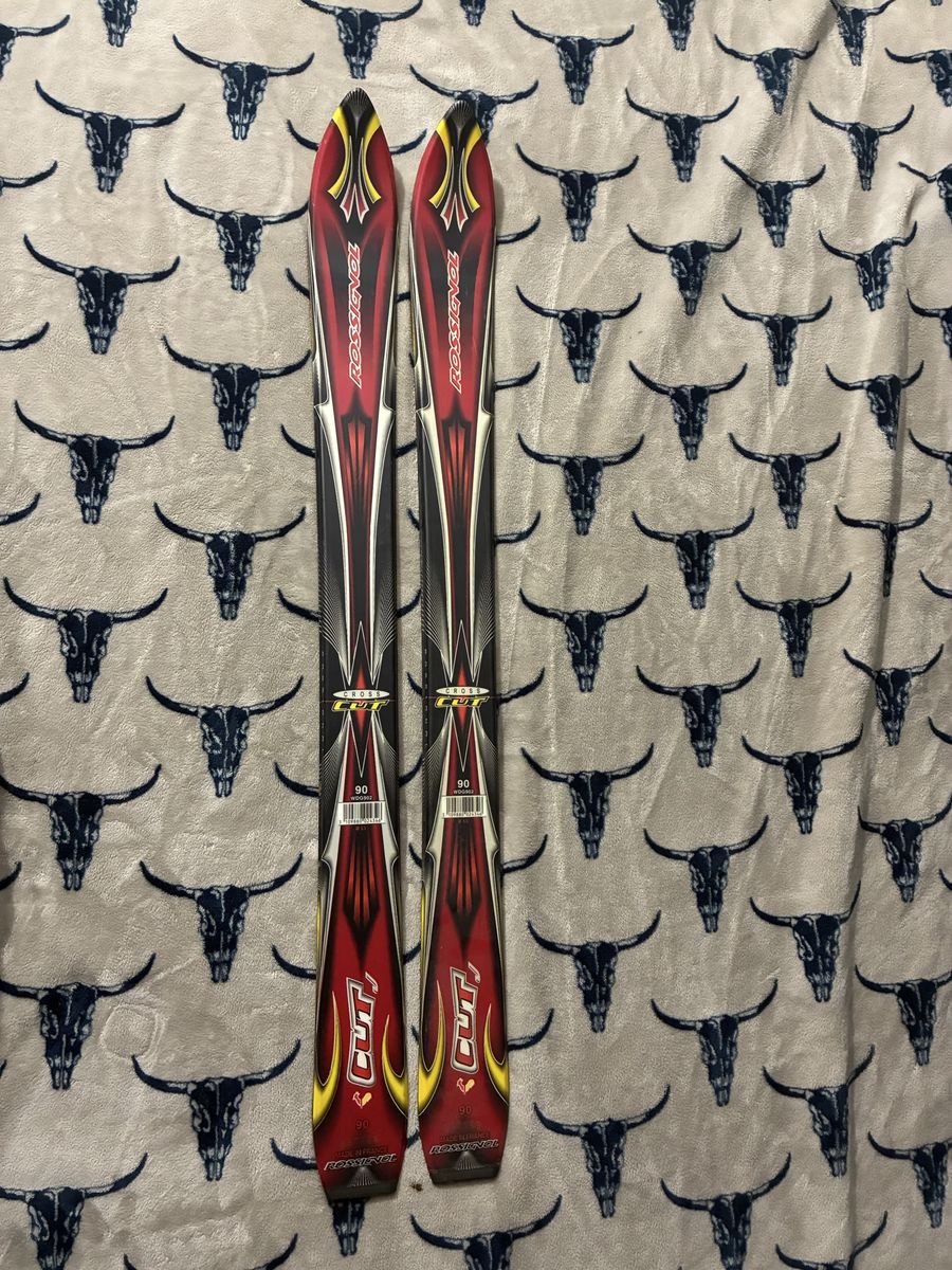 Rossignol Cross Cut 90cm Youth/Kids Skis – Junior Downhill Skis – Red/Yellow