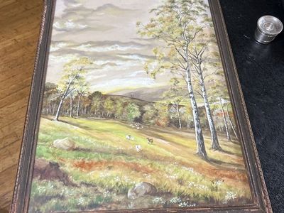 Original Antique Watercolor Landscape Painting.