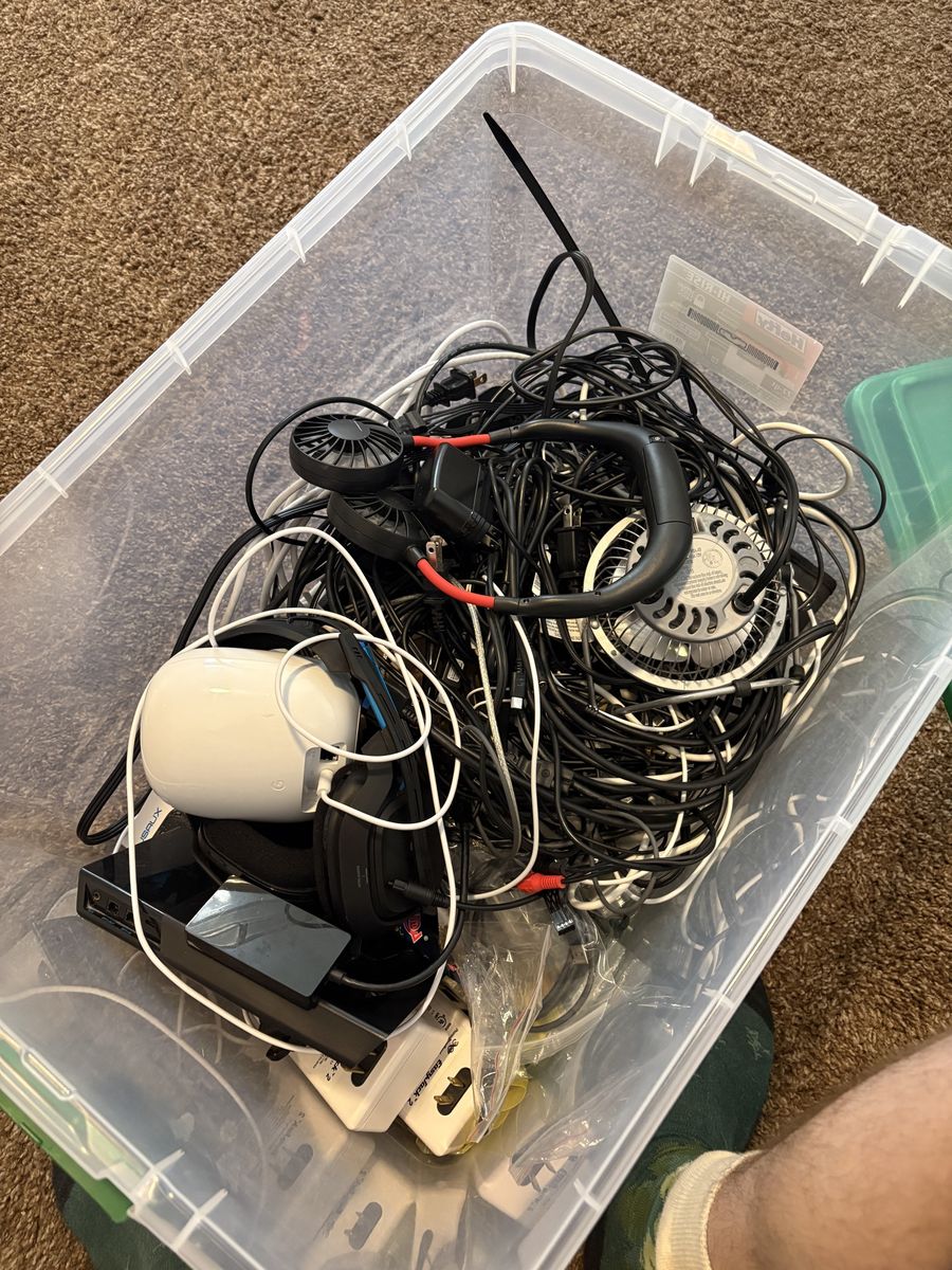 Misc Electronics Lot: iPhone (Cracked), Nintendo Joy-Cons, Cables, Headphones, Mouse, Adapters