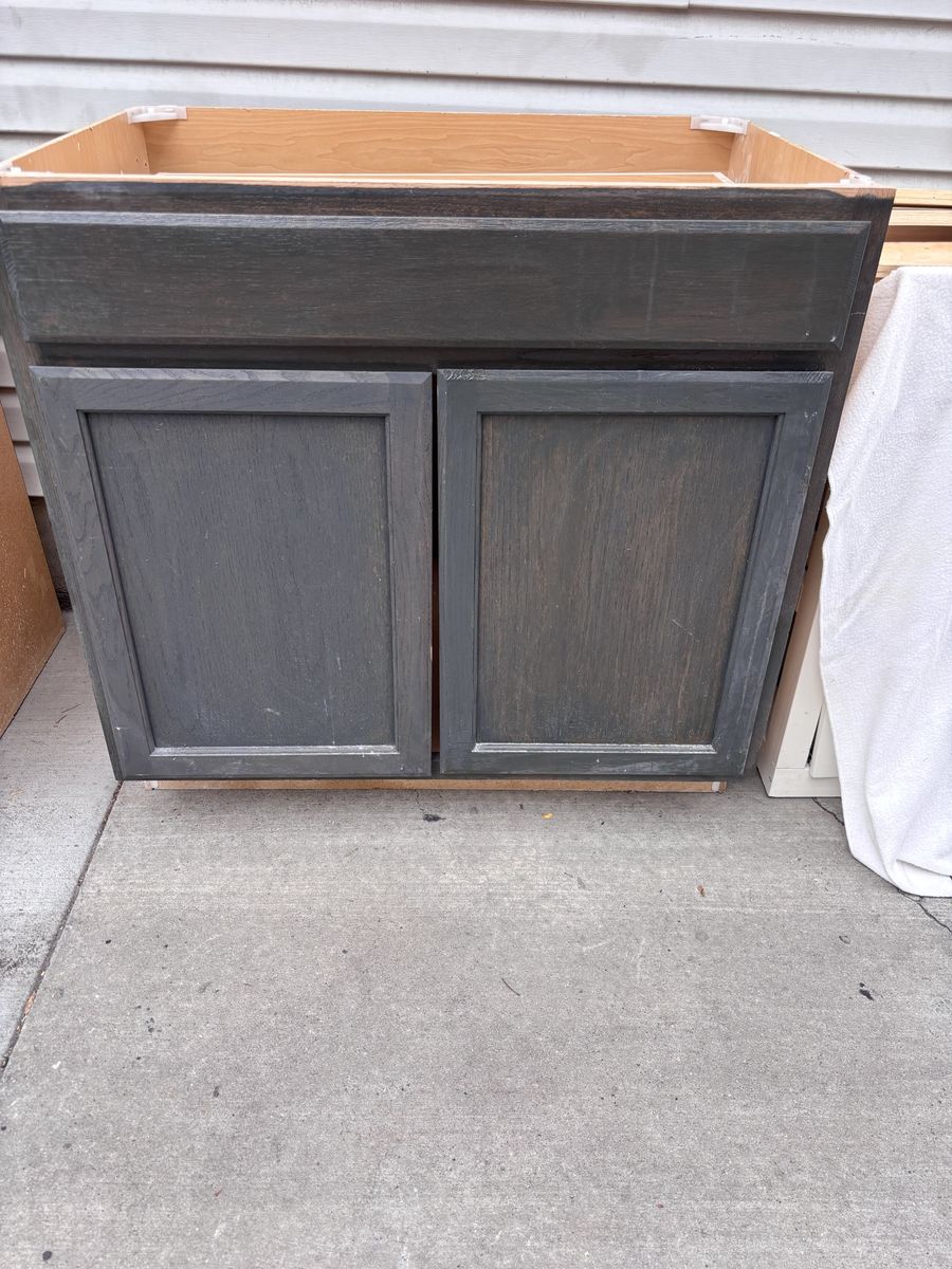 36” Wide Gray Base Cabinet With Drawer