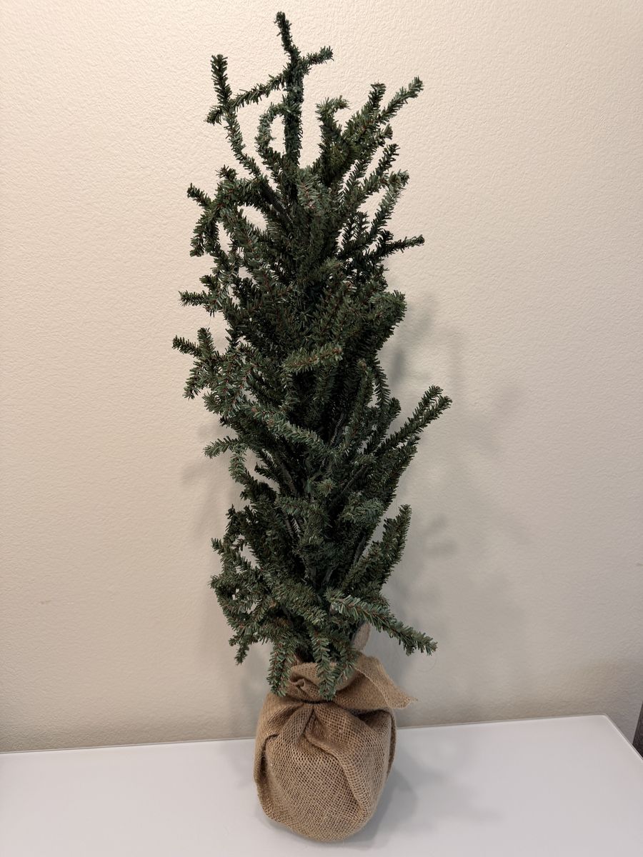 Mini Artificial Christmas Tree with Burlap Base Pot - Tabletop Holiday Decor