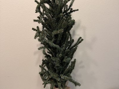 Mini Artificial Christmas Tree with Burlap Base Pot - Tabletop Holiday Decor